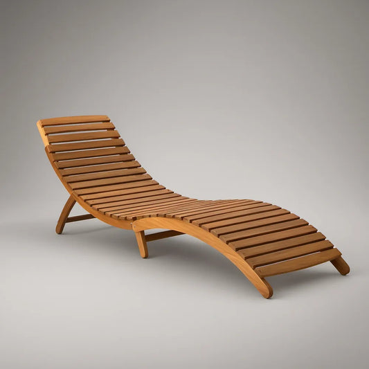 Espreguiçadeira Curva de Jardim em Madeira Maciça de Acácia Castanho-Mel 190 x 60 x 65 cm