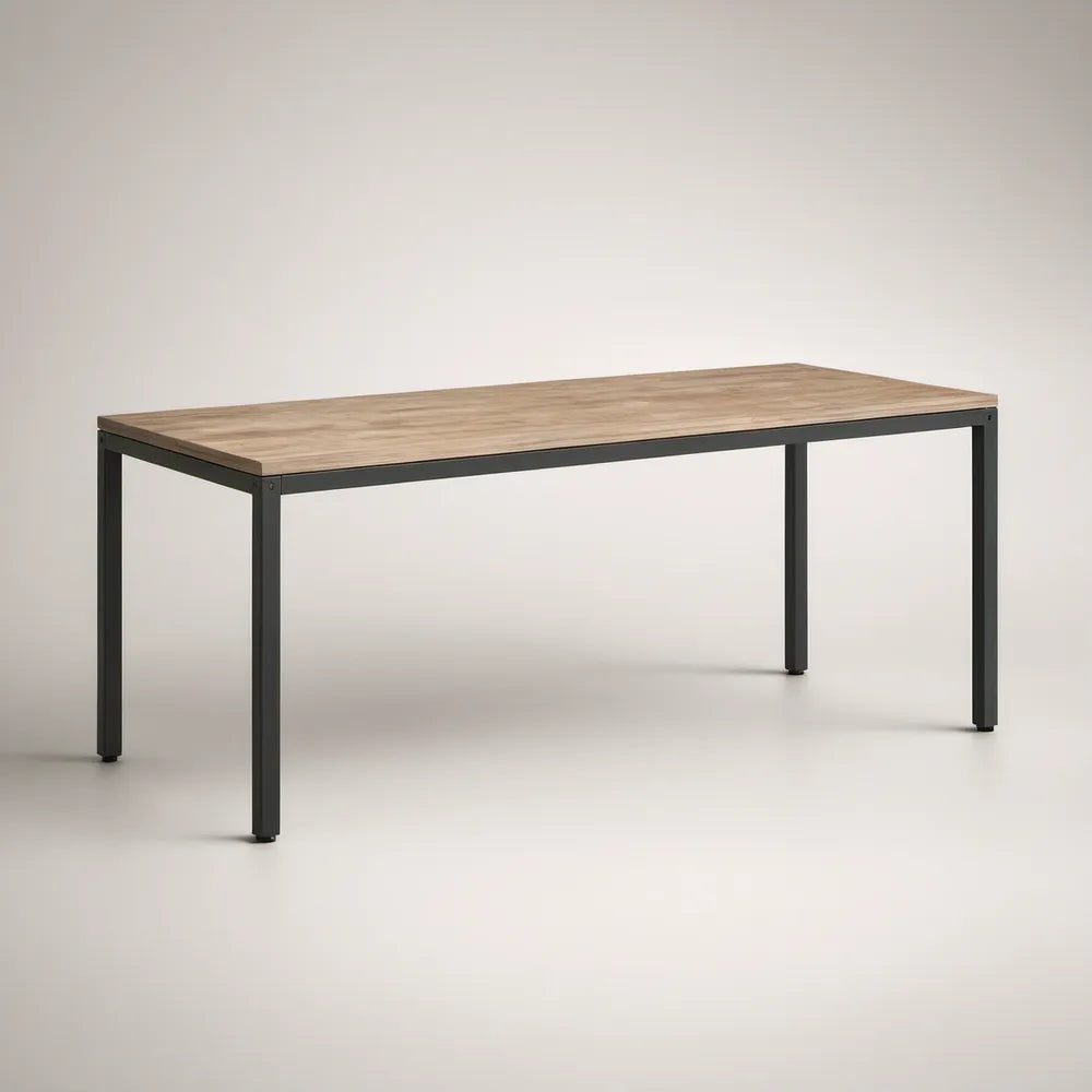 Mesa Retangular para Exterior 160 x 90 x 75 cm em Aço e PS Castanho/Preto